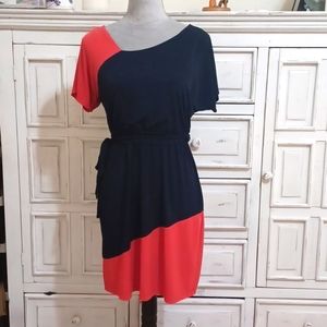 Enfocus Studio size 6 dress, orange & navy